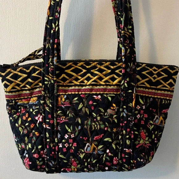 Vera Bradley Floral Ming Oriental Black Tote Bag- Medium - Picture 2 of 10
